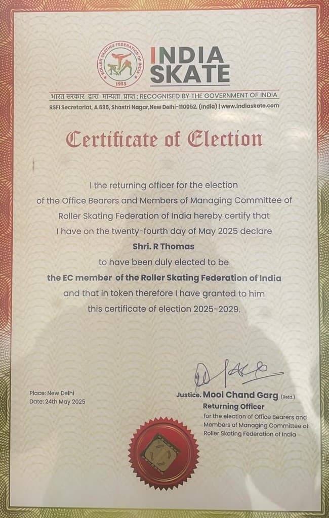 R. Thomas Officially Receives RSFI Election Certificate (2025-29)