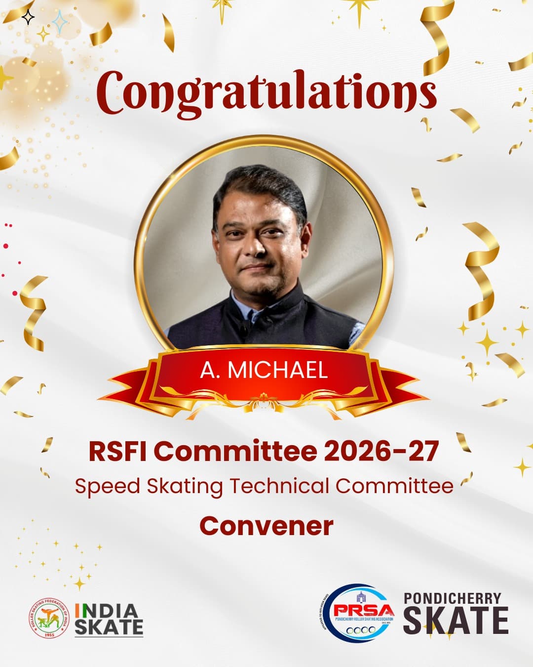 A. Michael Appointed RSFI Speed Skating Technical Committee Convener — 2026-27